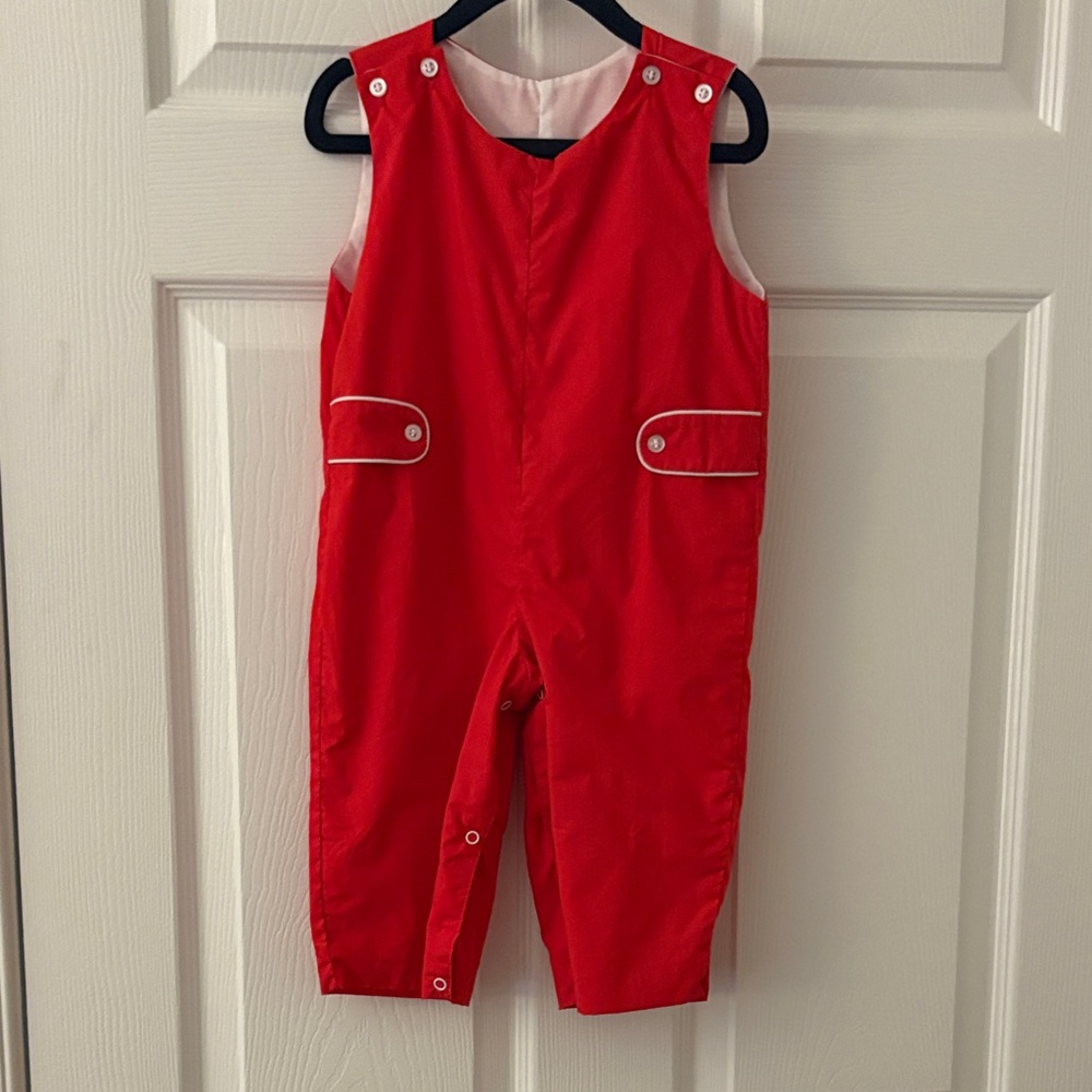 Vibrant Red Kids Overalls - perfect for Holidays